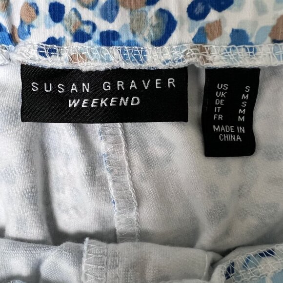 Susan Graver Weekend Womens S Capris 2 Pair White & Blue Speckled Pull On Spring - Picture 14 of 16